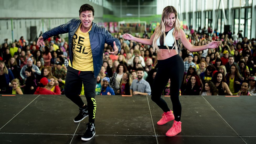 Beto Perez dancing at a Zumba event in Spain