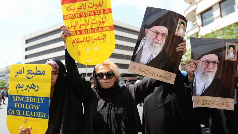 Protesta contra Estados Unidos en Irán.