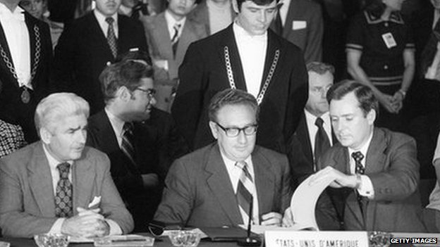 1973年基辛格參與越戰和平協議談判。