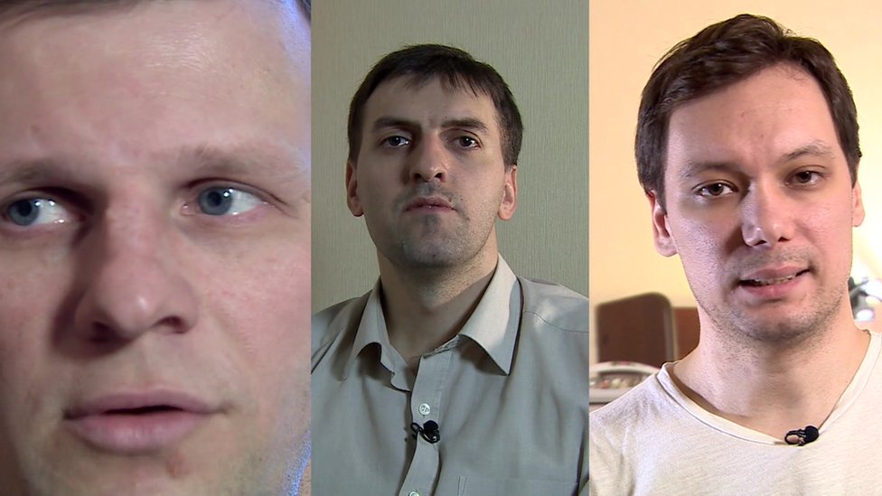 Tres de los siete Testigos de Jehová que denuncian torturas en Surgut, Rusia. NO USAR / BBC