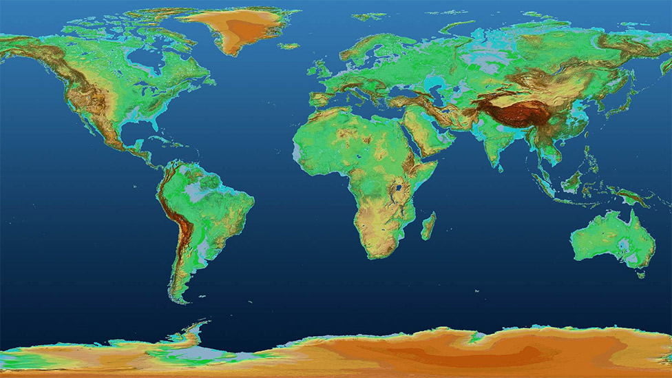 El espectacular mapa en 3D que muestra la superficie de la Tierra como  nunca la habías visto - BBC News Mundo