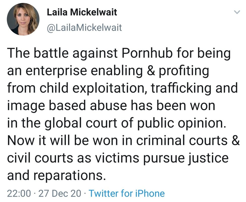 Laila Mickelwait, founder of the Traffickinghub campaign, calls for Pornhub to be shut down