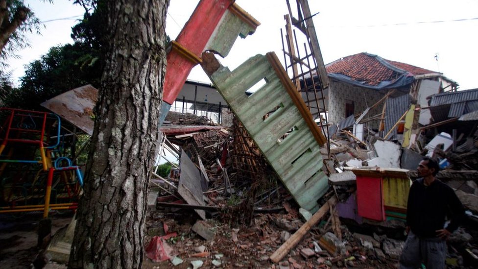 Casa derruida por el terremoto en Cianjur