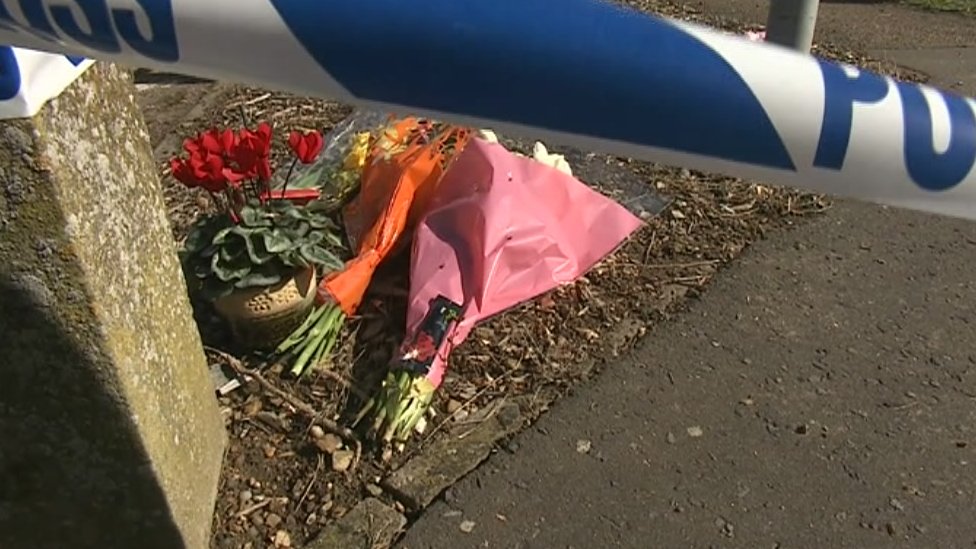Flowers left in memory of Frances Hubbard