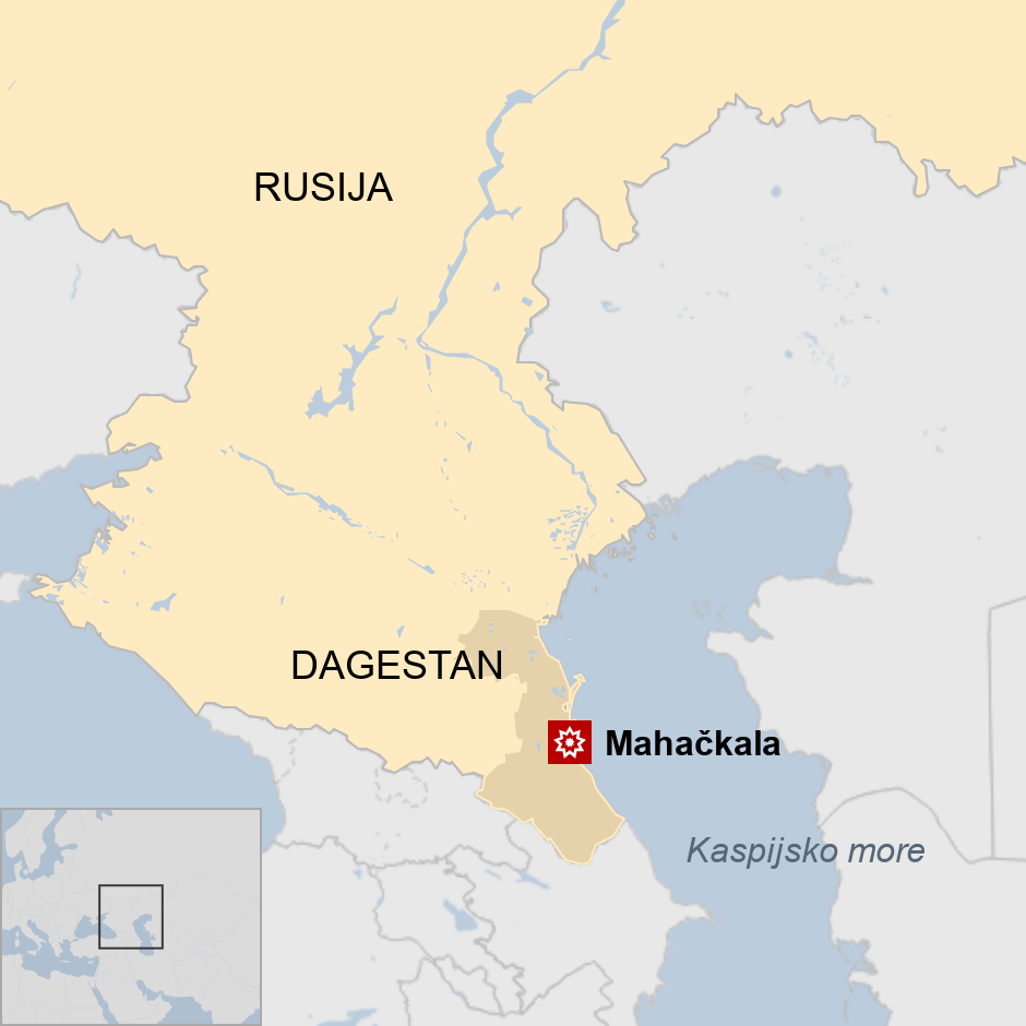 Rusija, Dagestan, mapa Rusije i Dagestana