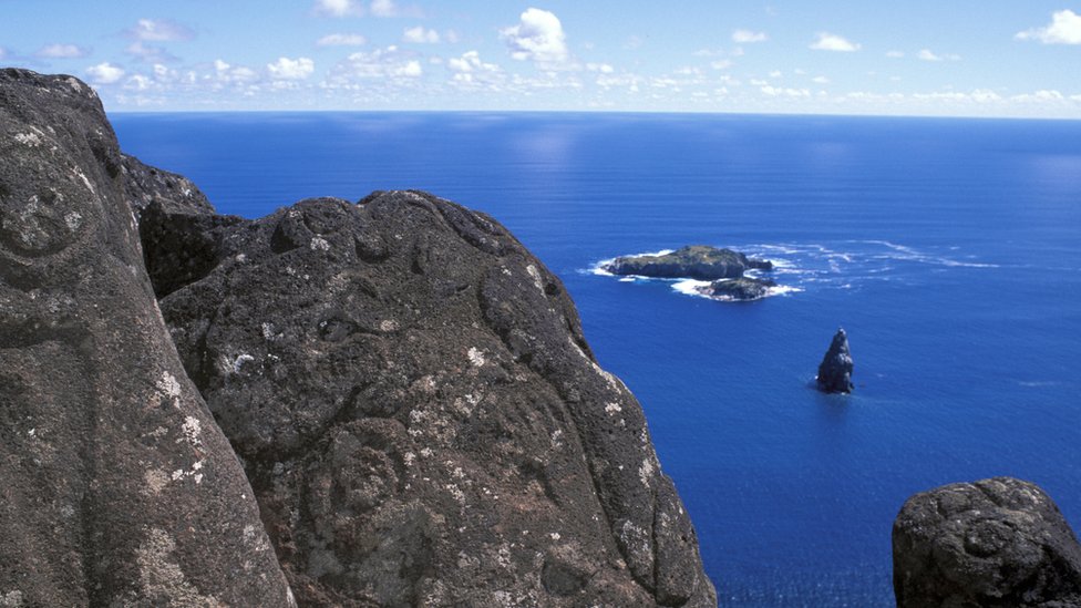 Vista del mar desde Orongo, Isla de Pascua.
