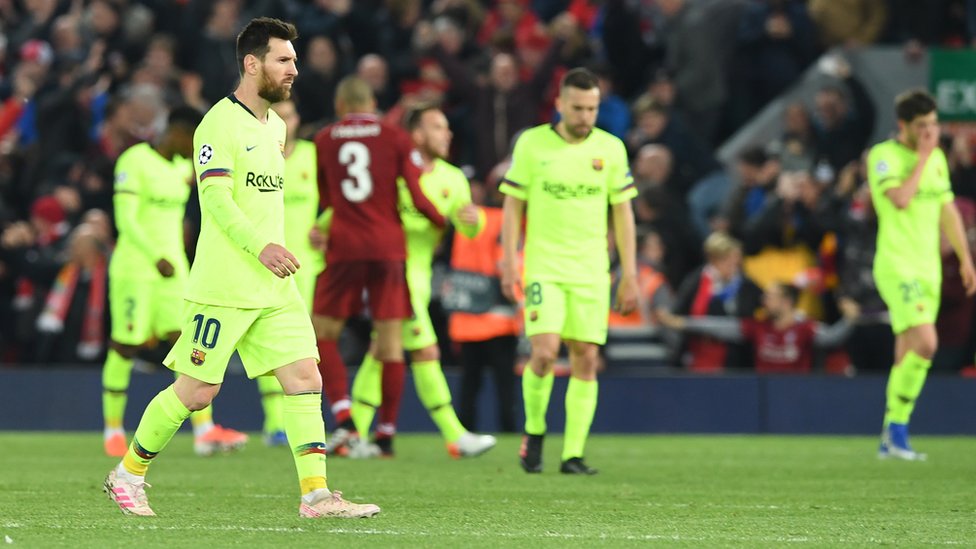 Barcelona walk off after being beaten by Liverpool