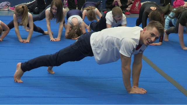 Max Whitlock visits a gymnastics club in Belfast