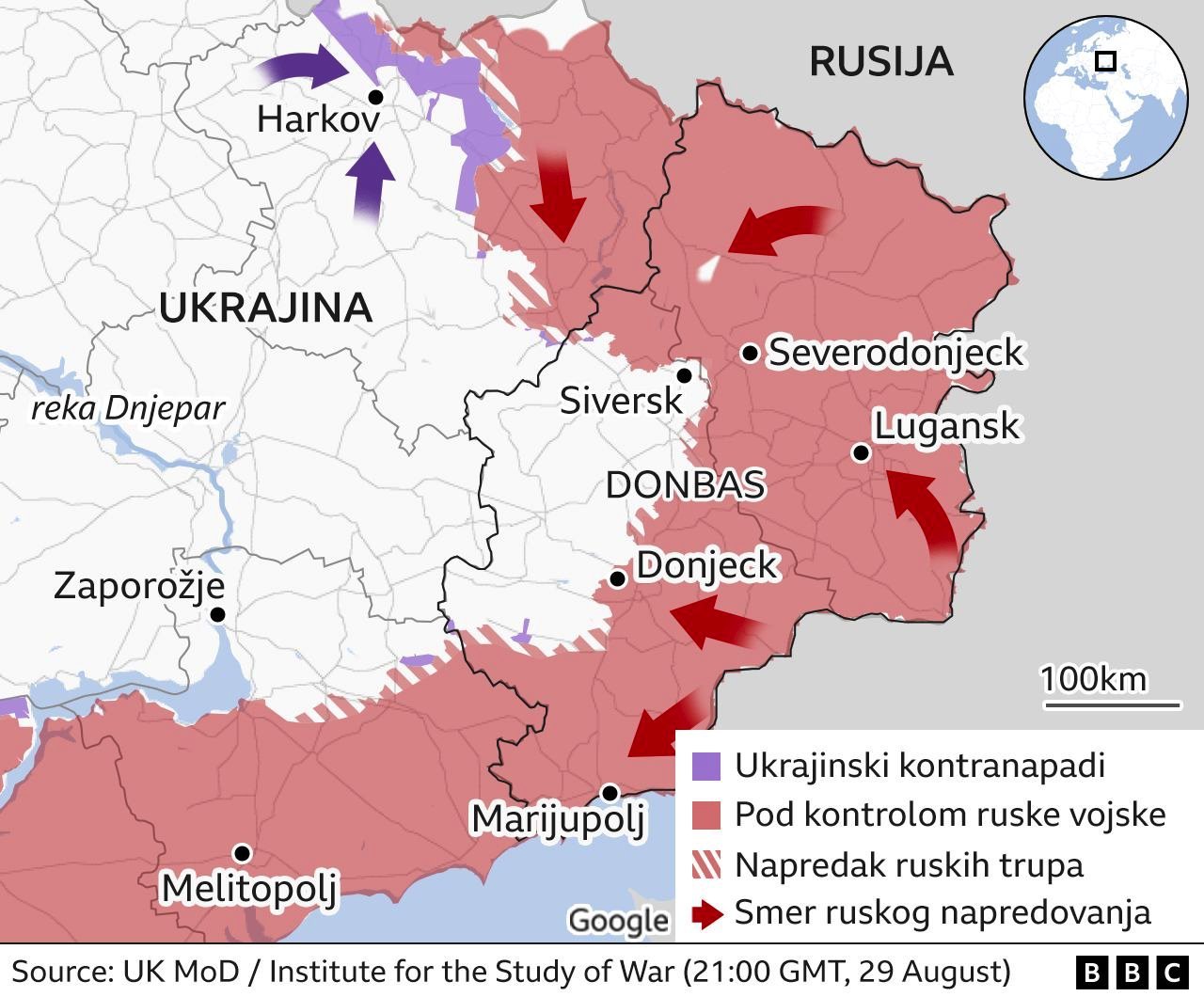 mapa Ukrajine