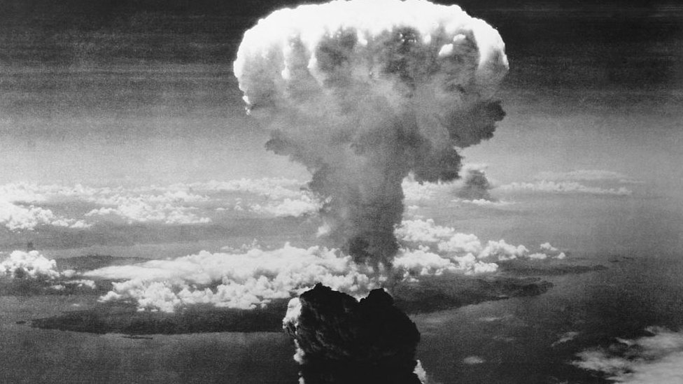 Foto aérea de la bomba de Nagasaki.