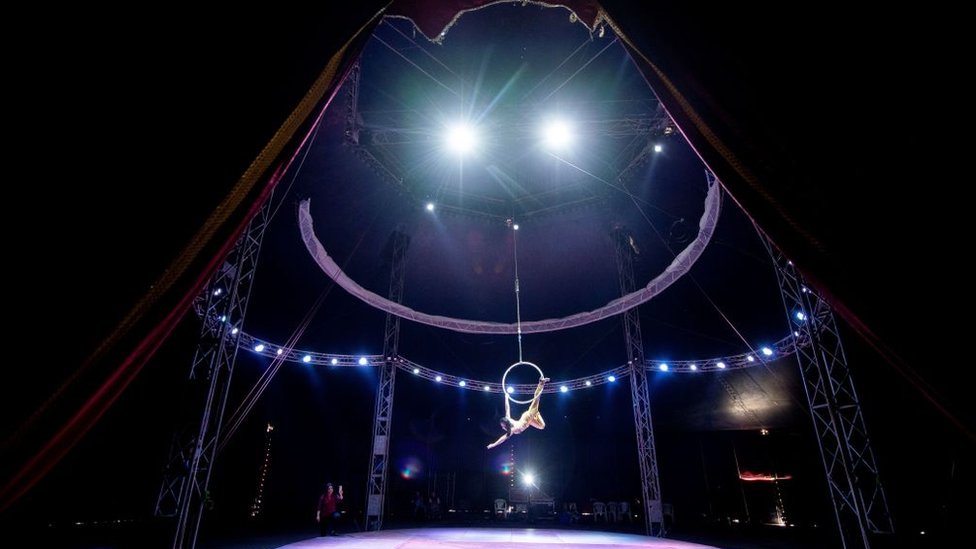 Así es la carpa de Big Kid Circus, actualmente varado en Morecambe, Inglaterra.