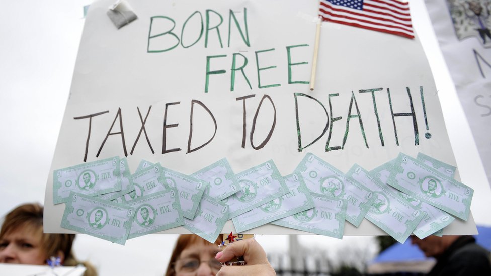 El Motín del té sigue sirviendo de inspiración para protestas recientes. Protesta contra los impuestos en EE.UU. en 2009.