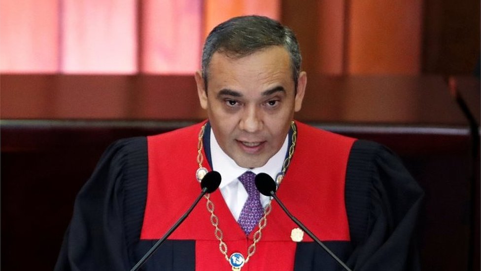 Председатель Верховного суда Венесуэлы Майкел Морено выступает на церемонии по случаю открытия судебного года в Верховном суде (TSJ) в Каракасе, Венесуэла, 24 января 2019 года.