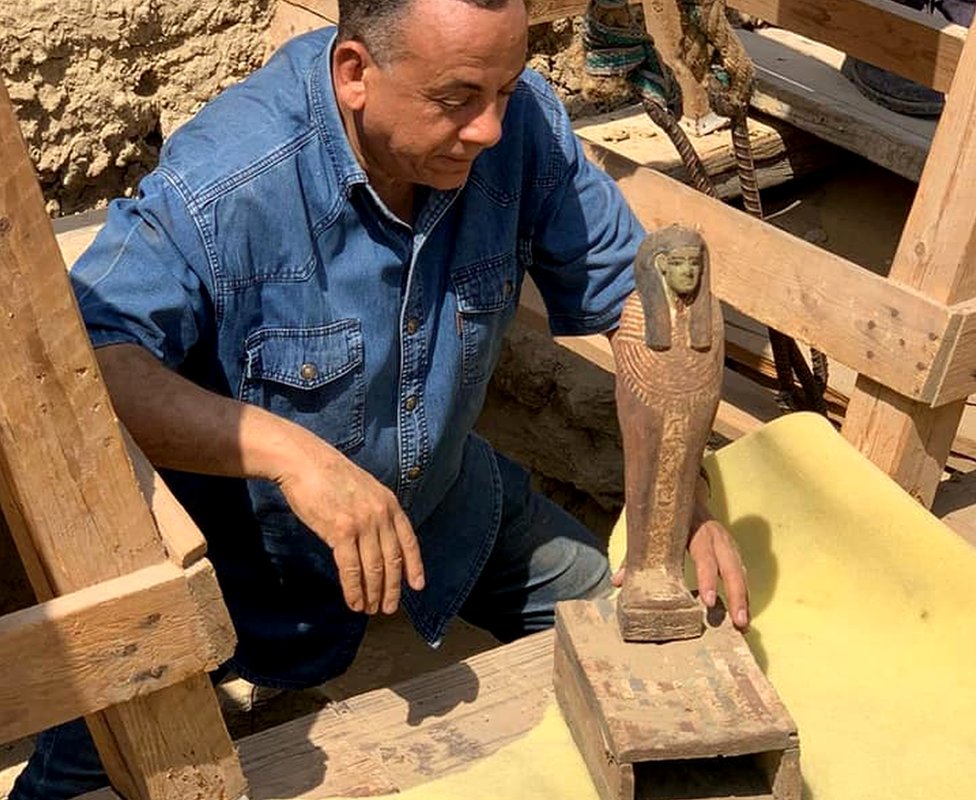 One of the smaller artefacts found with the coffins in Saqqara, Egypt