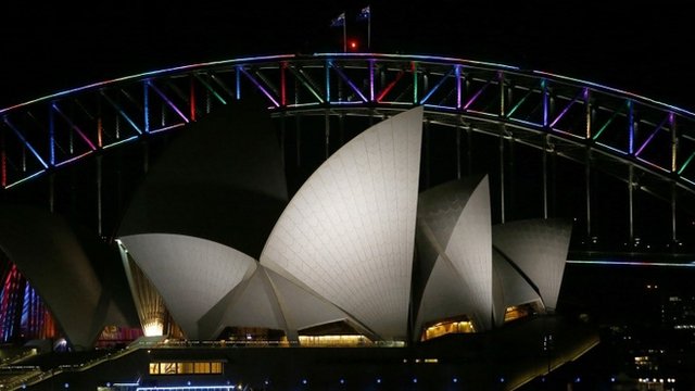 Sydney Harbour Bridge illuminated for Orlando shooting victims