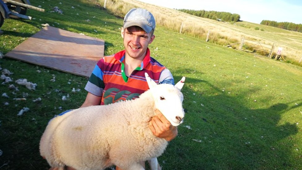 Льюис Дэвис с овцой