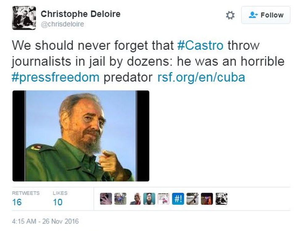 Твиттер Кристофа Делуара, генерального секретаря организации «Репортеры без границ»