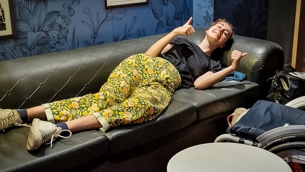 Disabled woman left on hotel sofa after Travelodge room error - BBC News