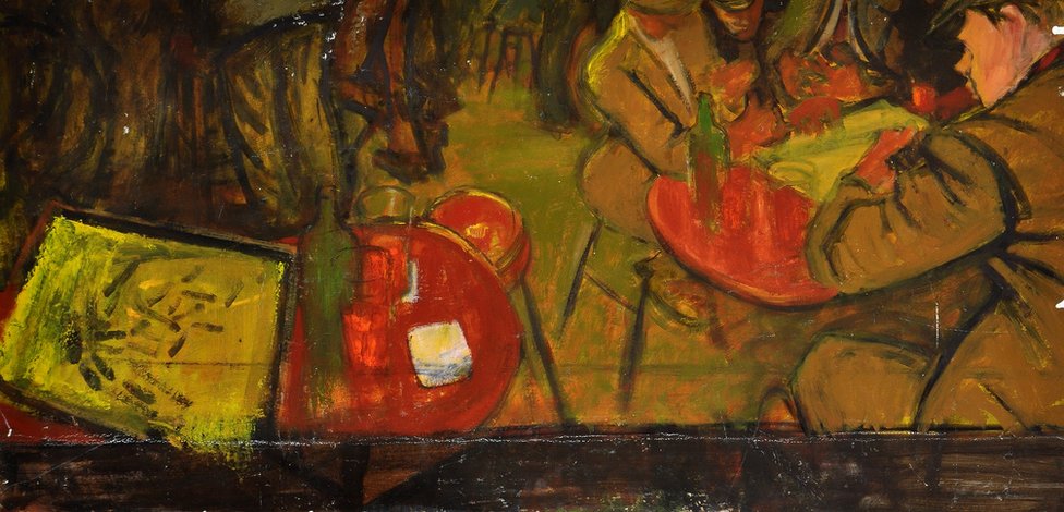 Картина Нормана Корнуолла с изображением мужчин, пьющих в пабе