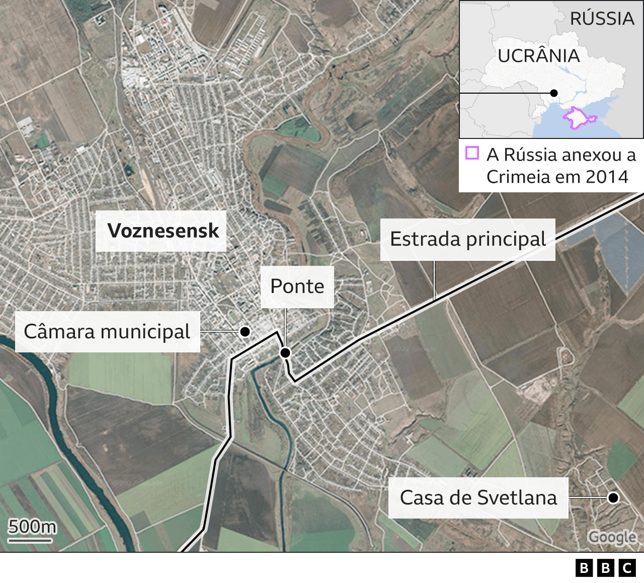 Mapa detalhado da cidade de Voznesenk