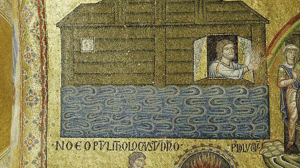 Mosaico mostrando a Noé y su arca en la Basílica de San Marcos en Venecia.