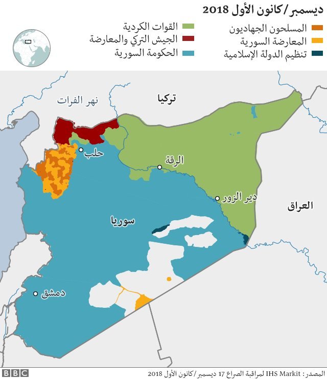 مناطق سيطرة الأكراد والقوى الأخرى في سوريا