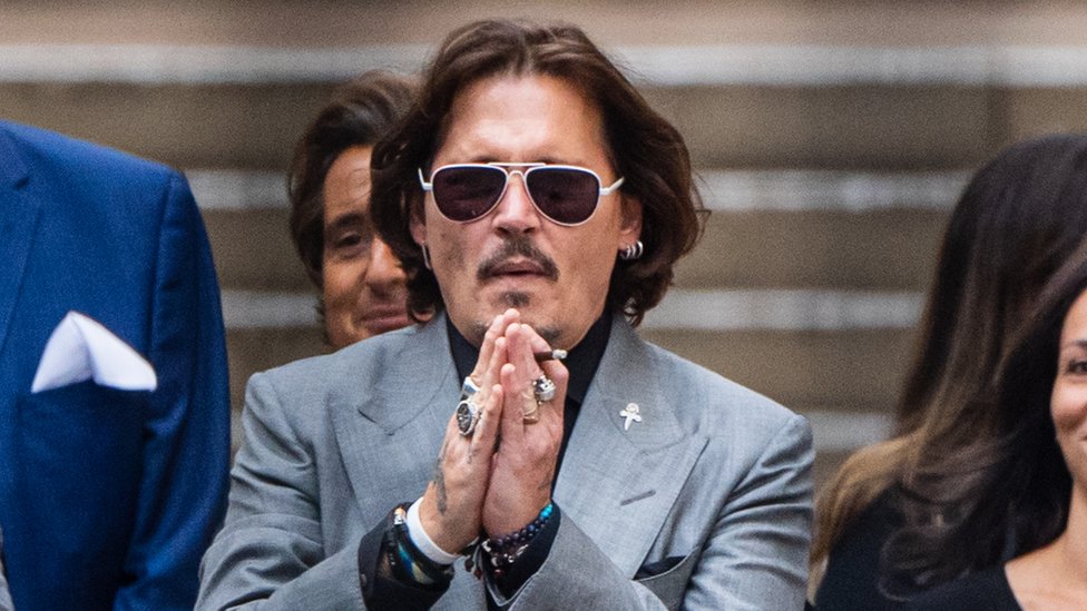 Johnny Depp leaves the Royal Courts of Justice, Strand on July 28, 2020 in London, England