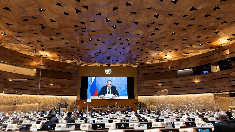 Sala de la ONU durante la Conferencia de Desarme