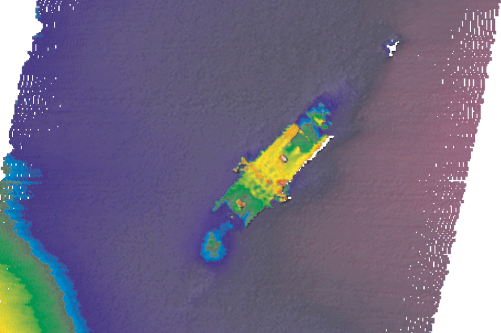 Изображение затонувшего корабля Iona I с помощью сонара