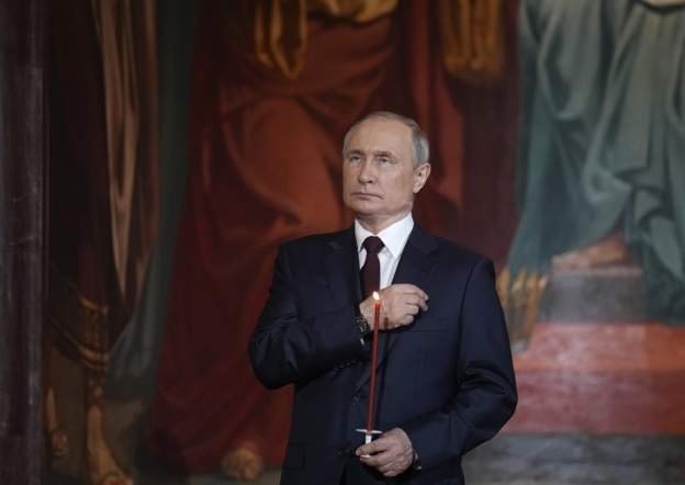 俄羅斯總統普京出席在莫斯科舉行的東正教復活節慶祝活動