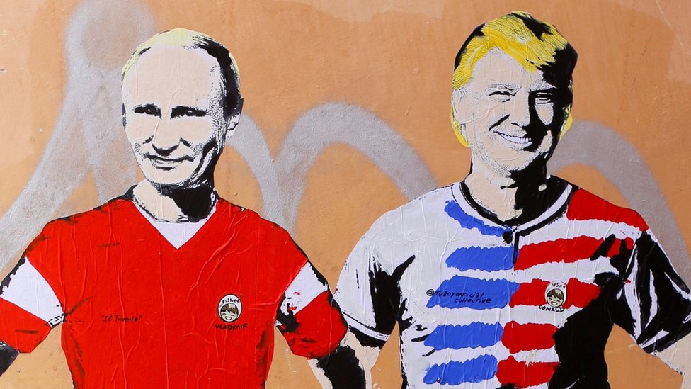 Un mural de Putin y Trump firmado por 