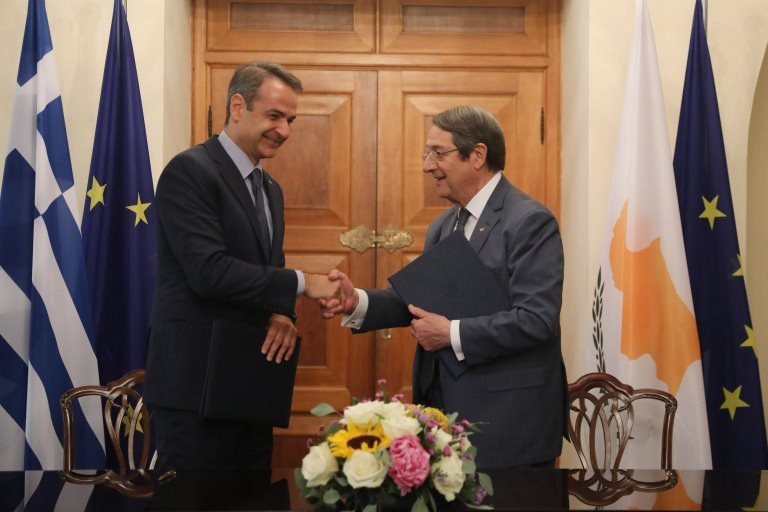 Yunanistan Başbakanı Kiryakos Miçotakis ve Kıbrıs Cumhurbaşkanı Nikos Anastasiadis