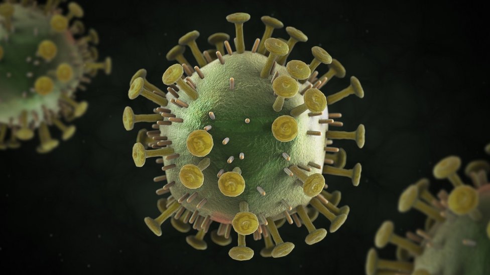 Ilustración en 3D del virus