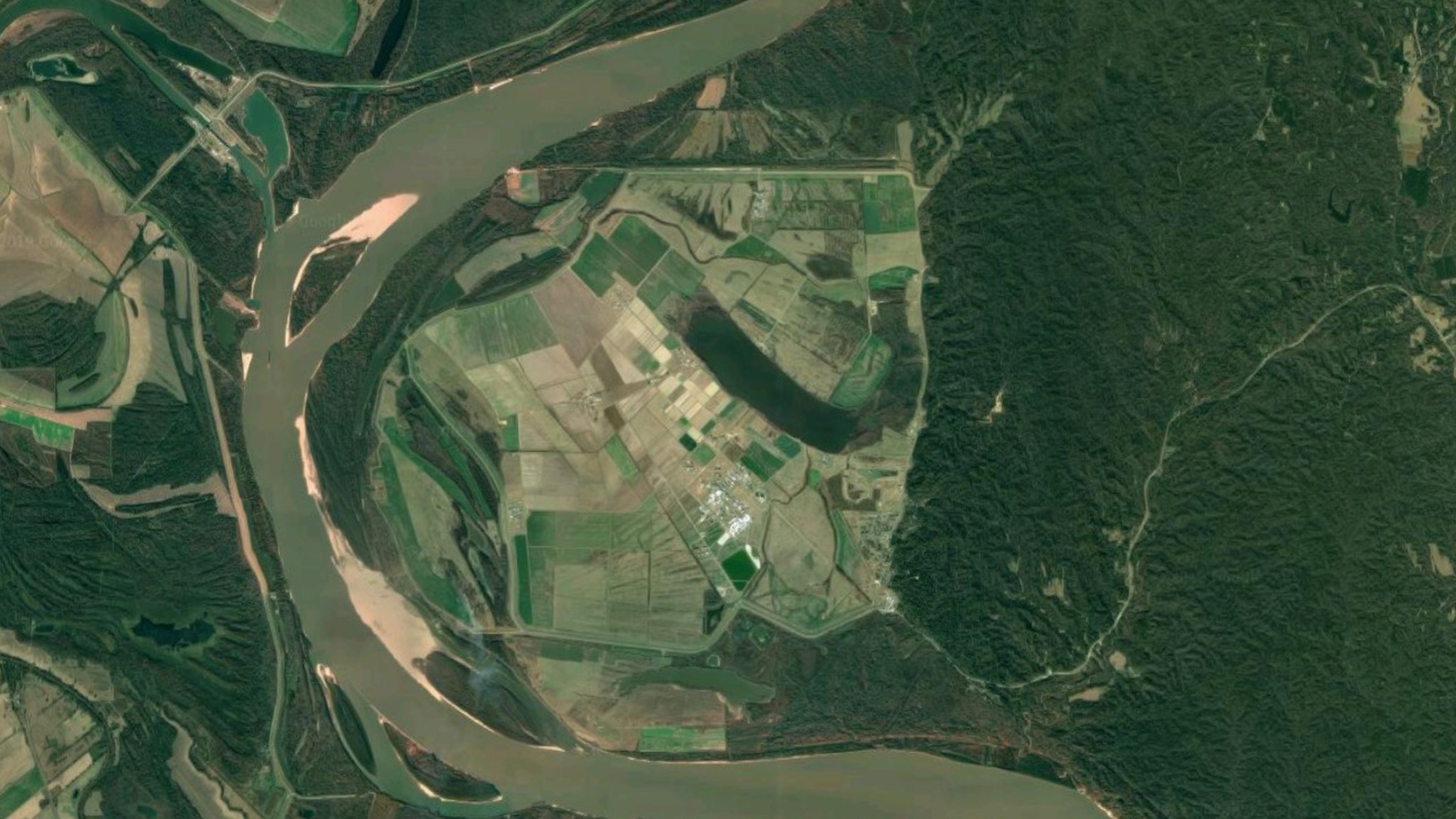 Вид со спутника на тюрьму штата Луизиана