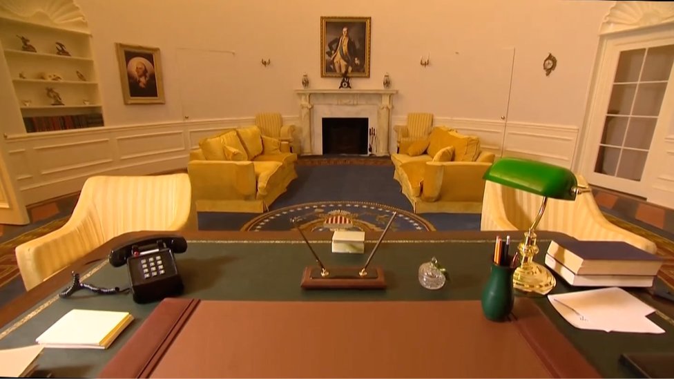 Oval Office replica set at October Film Studios in Norfolk.