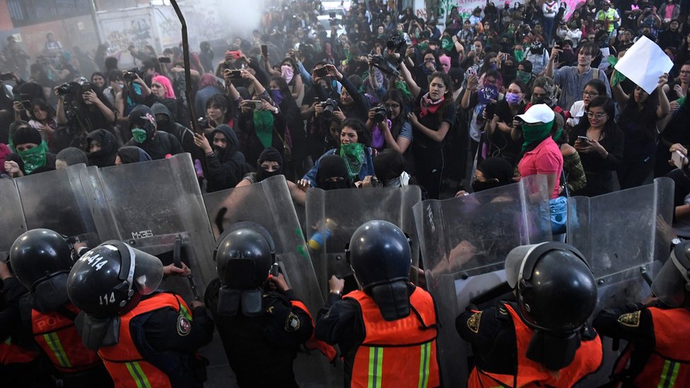 Столкновение протестующих с полицией