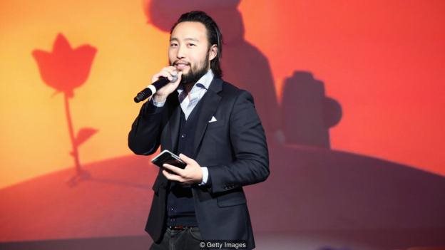 Eugene Chung berbicara di panggung saat Tribeca Film Festival pada 2016 - film VR-nya, Allumette, disebut sebagai