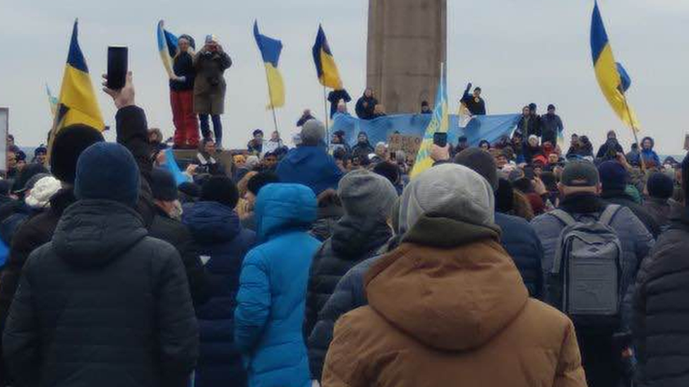 Protest in Kherson, 5 March 2022