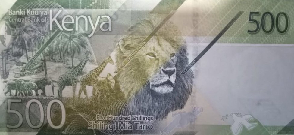 На банкноте также изображены лев, жирафы и слоны