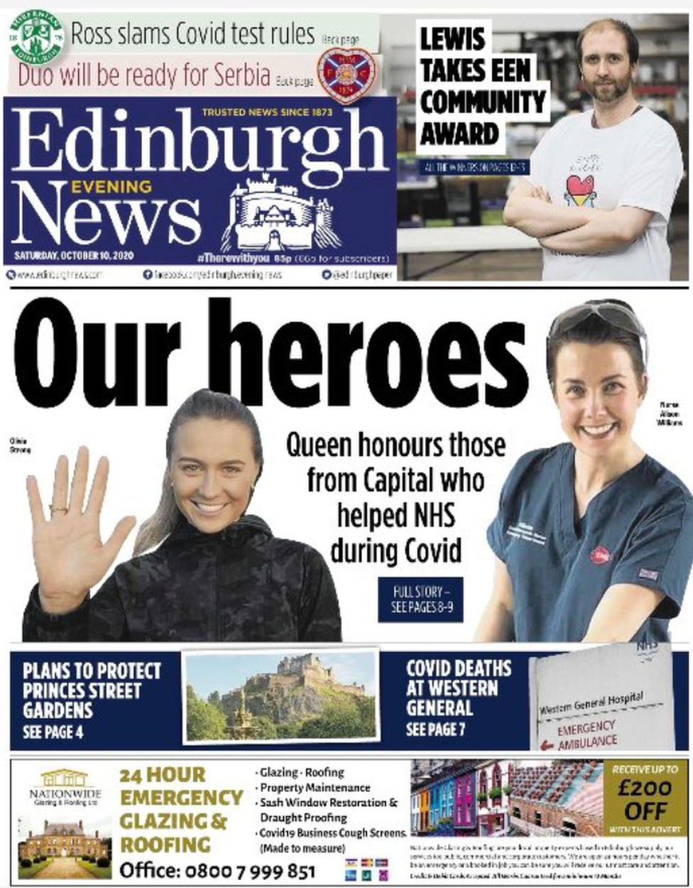 Scotland's papers Cafe axe 'muddle' and Covid heroes honoured BBC News