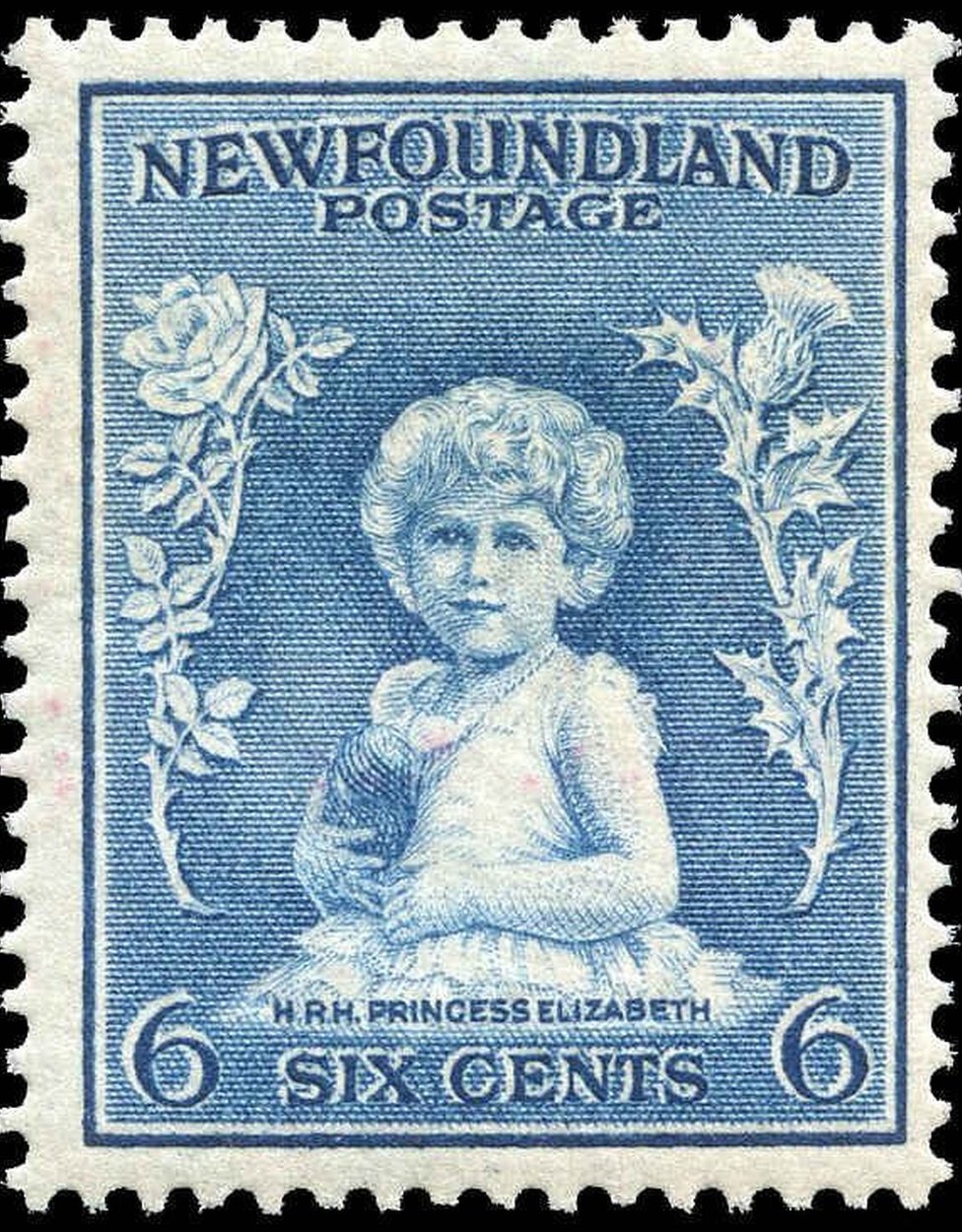 Princes Elizabeth featured on featured on a six cent stamp in Newfoundland in 1932