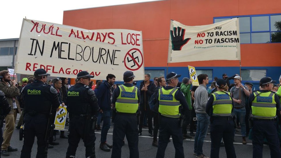A group of protestors in Melbourne