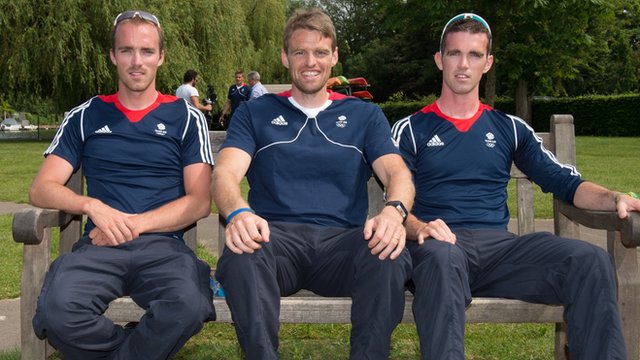 Alan Campbell (centre) and brothers Peter and Richard Chambers are aiming to bring more medals home from Rio in the summer