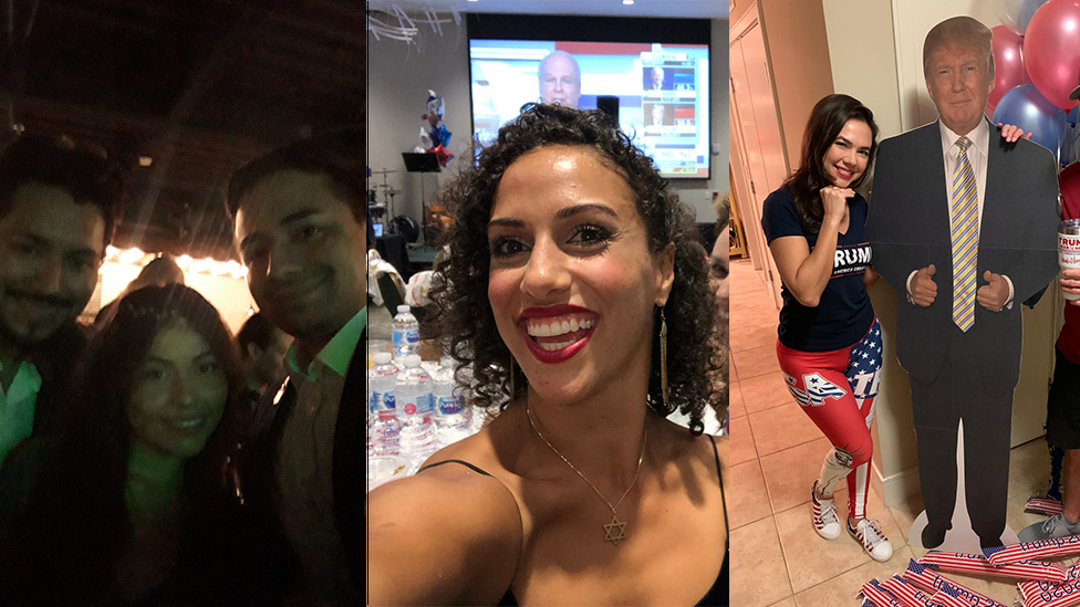 Габриэль (R - Нью-Йорк), Элиана (R - Флорида) и Тейлор (R - Техас) посещают вечеринки по ночному наблюдению за выборами.