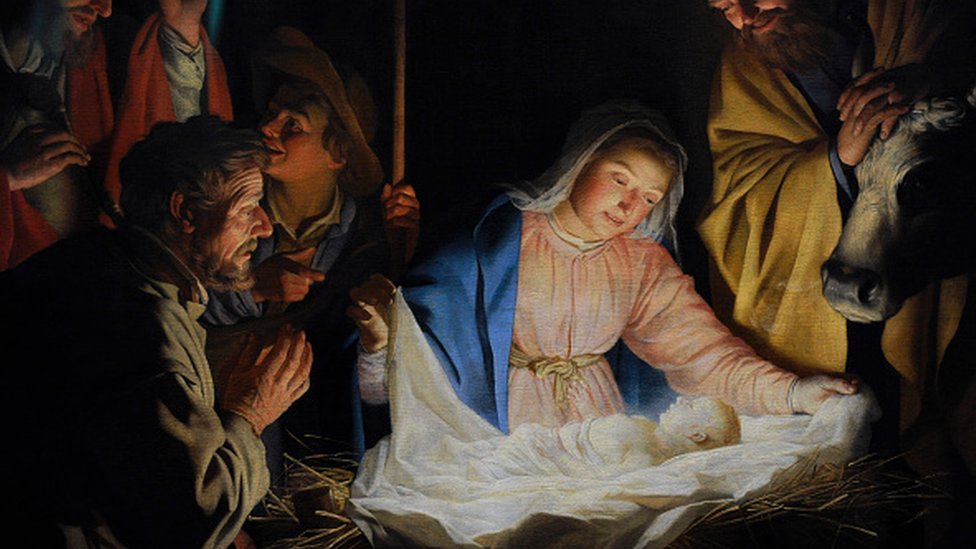 Pintura del nacimiento del niño Jesús