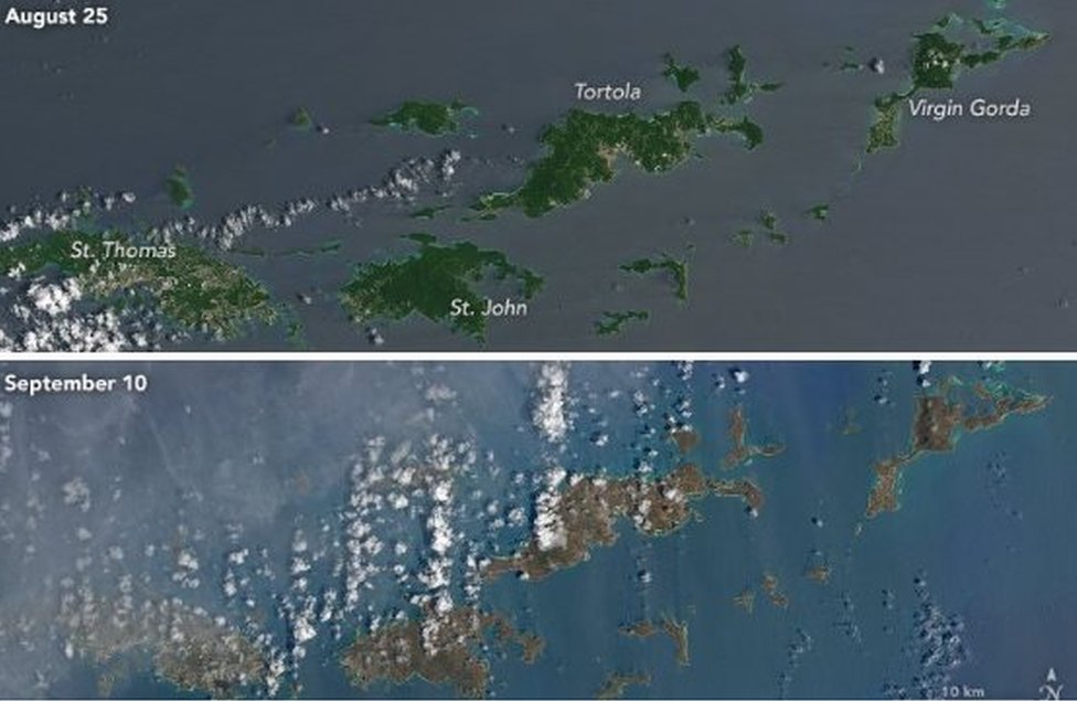 Острова Вирджиния до и после Ирмы