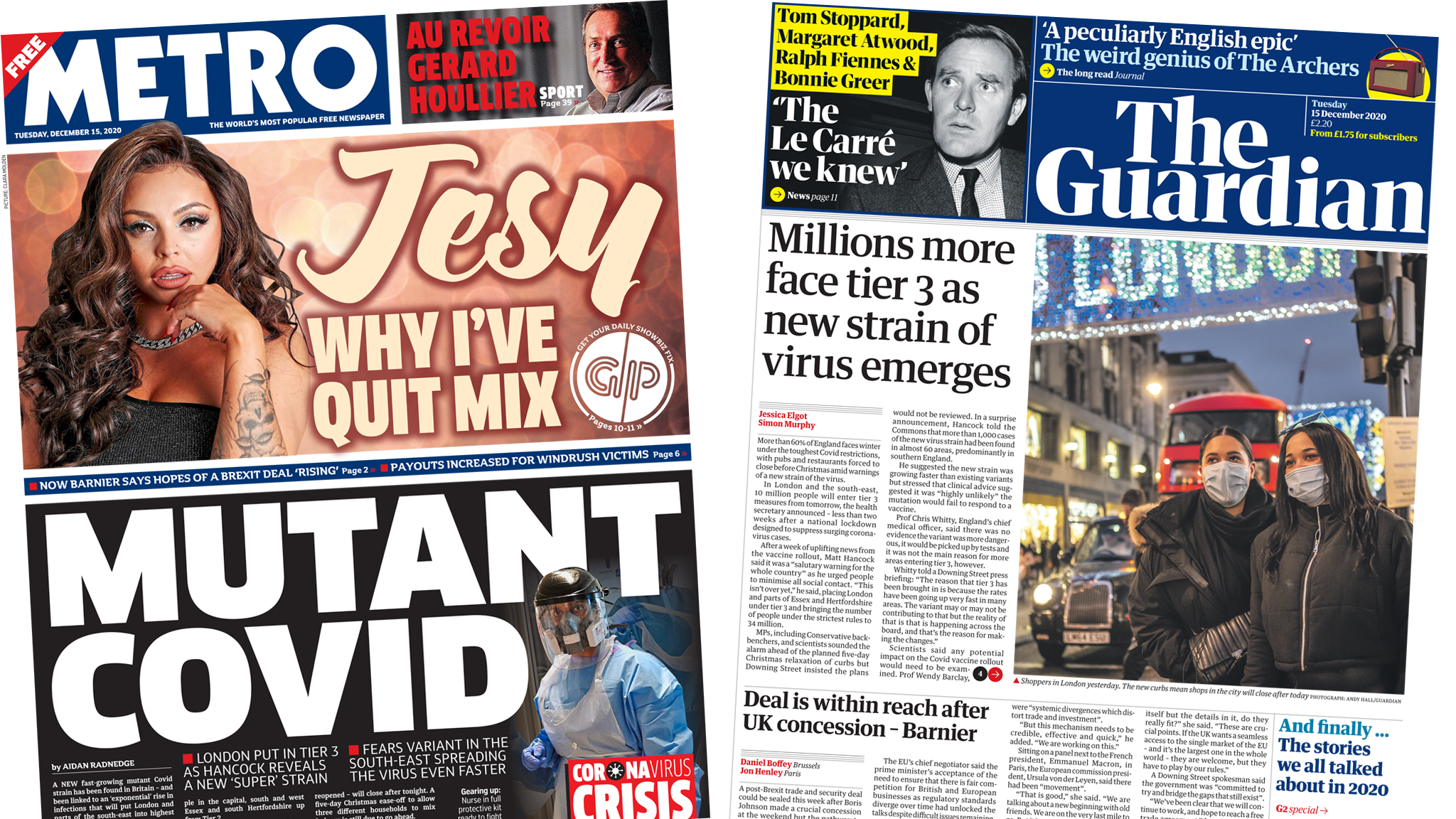 Newspaper Headlines Mutant Covid Strain As London Plunged Into Tier 3 c News