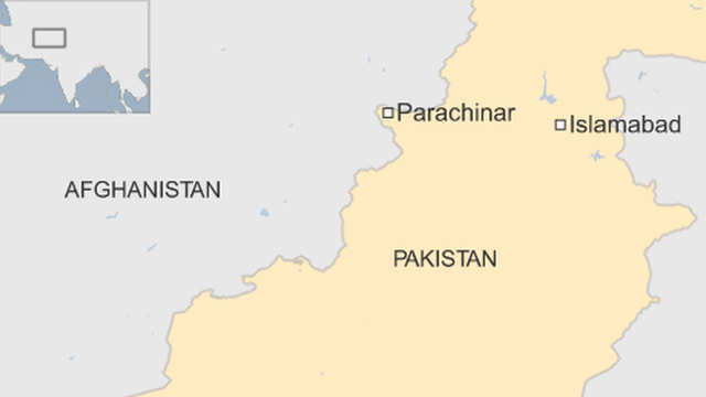 Карта с изображением Парачинара в Пакистане, где в результате взрыва бомбы на рынке погибло не менее 18 человек