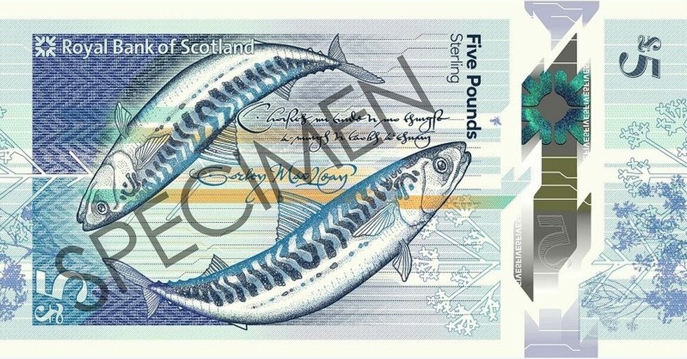 Оборотная сторона новой банкноты номиналом 5 фунтов стерлингов