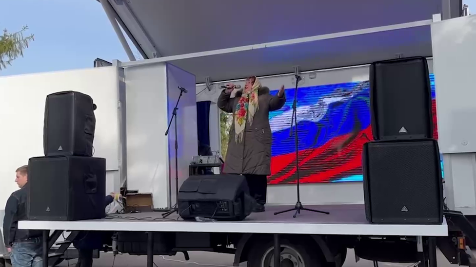 A concert outside a polling station in Ukraine